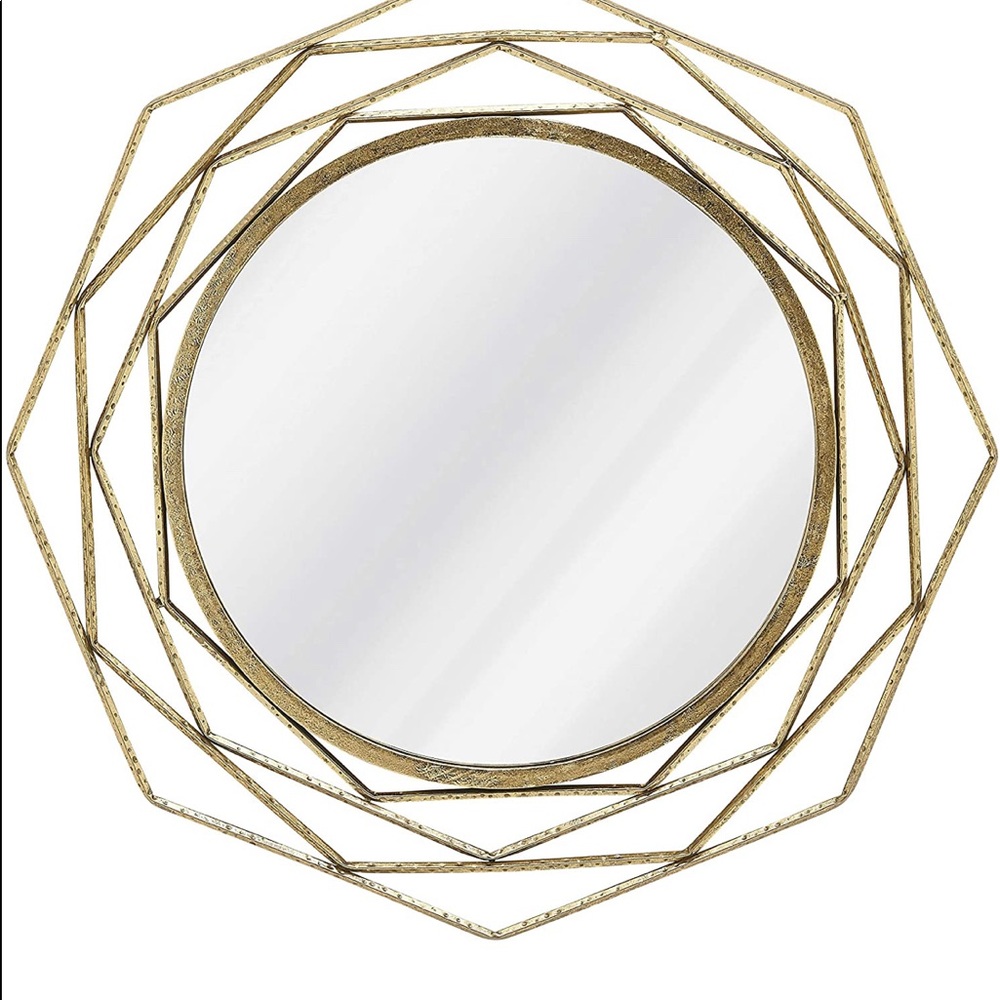 Gold Geometric  mirror 28” Metal Framed ( SOLD)
